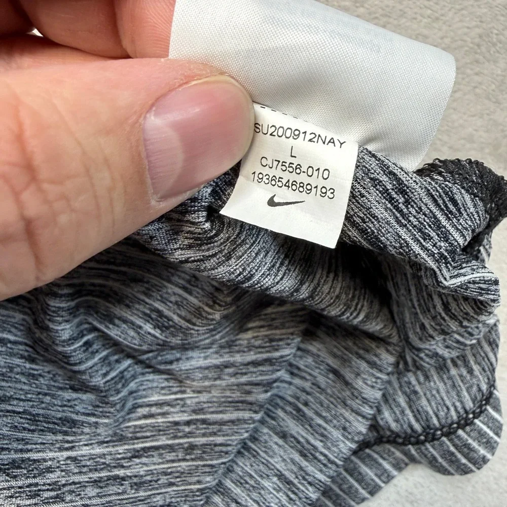 Nike Shirt Womens Large Tank Top Gray Black Dri-FIT 2-in-1 Built-in Bra Yoga Gym
